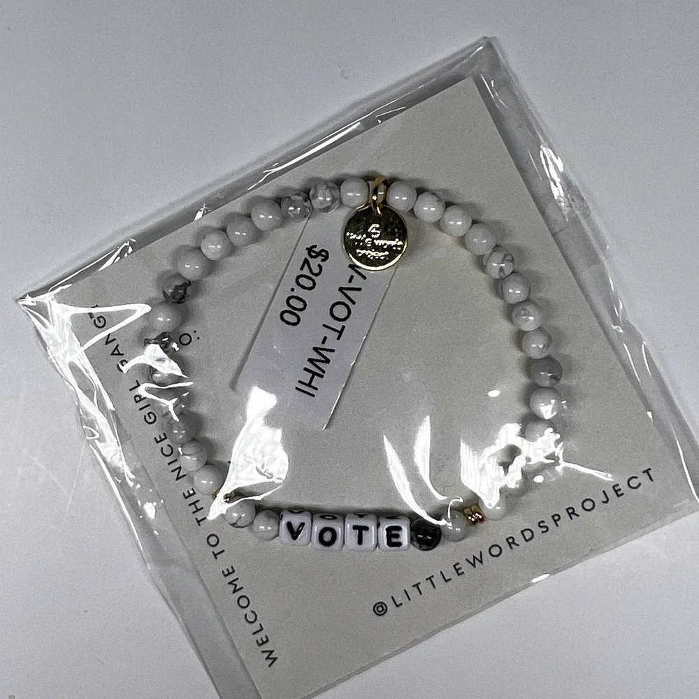 Anthropologie Little Words Project Vote Beaded Bracelet
